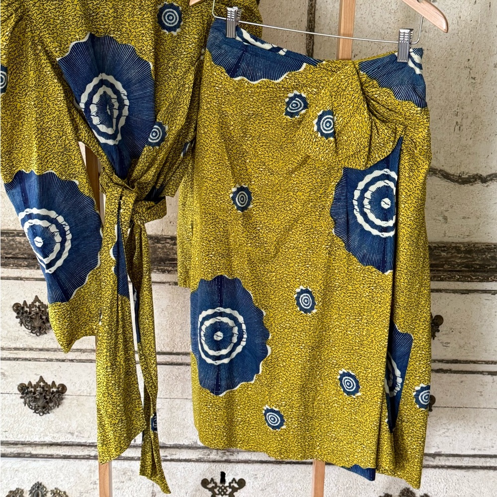Ulla Johnson Yellow and Blue Patterned Garment